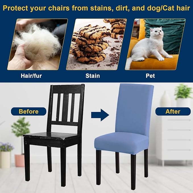 Chair Covers, Stretch Kitchen Chair Covers/Dining Room Chair Covers Set of 6, Removable Washable Dining Chair Slipcovers for Home, Hotel, Banquet