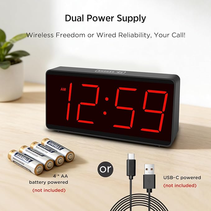 Peakeep Battery Operated Digital Alarm Clock for Bedrooms Big Numbers - Image 2