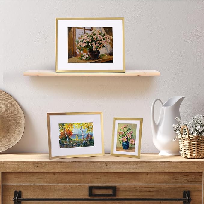Giftgarden 14 Pack Gold Picture Frames with Mat for Various Sizes Photos, Assorted Matted Frame Set Including Two 11x14, Six 8x10, Six 5x7, Gallery Frame Collage for Wall or Tabletop Display
