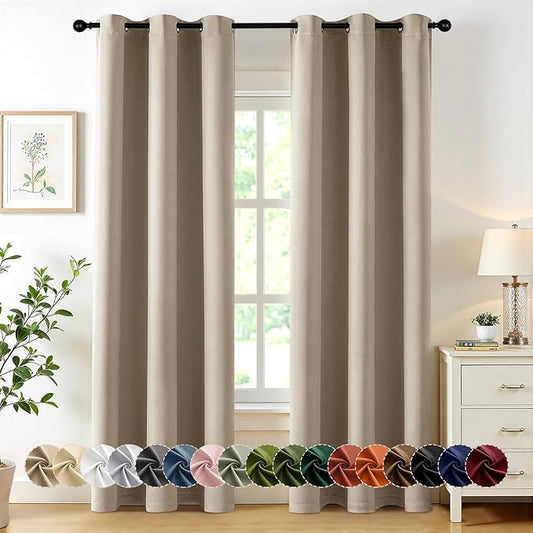 MIULEE Taupe Blackout Curtains for Bedroom Living Room 84 Inches Long 2 Panels, Thermal Insulated Room Darkening Drapes Grommet Noise Reducing Light Blocking Window Treatments 40x84 inch