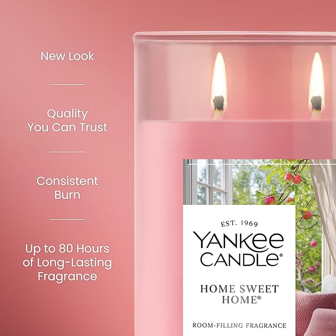 Yankee Candle Large Tumbler Scented Candle with up to 80 Hour Burn Time, Premium Plant Wax Blend for Consistent Burn, 20 oz Tumbler Candle with Room Filling Fragrance, Home Sweet Home