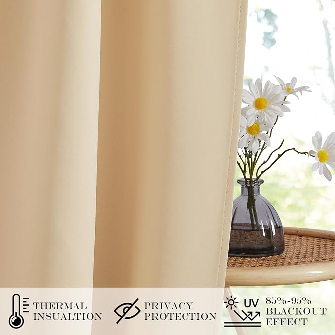 NICETOWN Blackout Side Door Curtains, Front Door Curtains for Small Window, Privacy Shades for Sidelight, Thermal Insulated Window Covering, Biscotti Beige, 1 Panel, W12 X L40 Inches Long