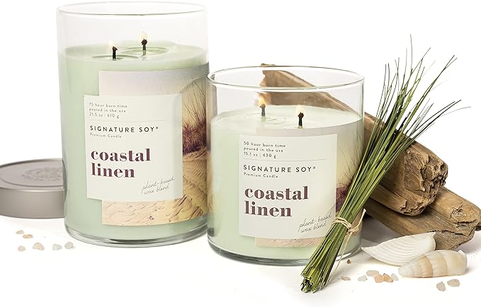 Signature Soy Lidded Coastal Linen Scented Candle