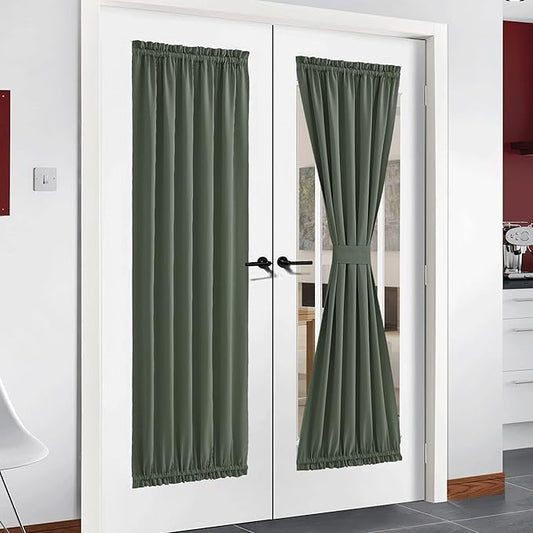 NICETOWN Door Curtain for Kitchen Window Privacy, Sliding Closet Curtain 72 Inch Insulated Thermal Front Cover, Blackout Doorway Rod Pocket Panel, 1 PC, W54 x L72, Dark Mallard