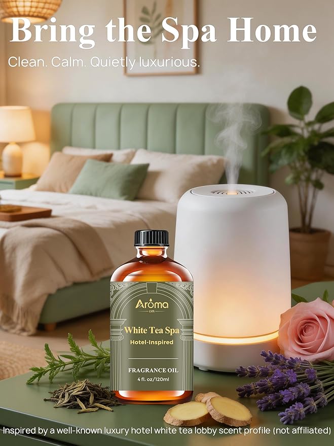 White Tea Spa ?€? A Hotel-Inspired Diffuser Oil, Hotel Diffuser Oil for Diffuser for Home Fragrance Oil for Ultrasonic and Waterless Diffusers and Crafting
