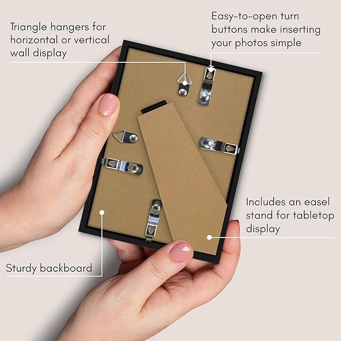 Americanflat 4x6 Picture Frame - Set of 2 - Use as 2x3 Frame with Mat for Instant-Print Photos - Black Mini Picture Frames for Tabletop and Wall Display with Shatter-Resistant Glass