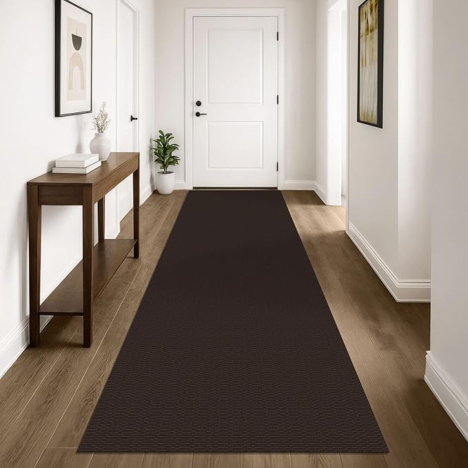 KOZYFLY Washable Runner Rug 3x10 ft Hallway Kitchen Runner Rugs with Rubber Backing Bobo Entryway Runner Indoor, Long Carpet Runners for Hall Kitchen Entryway, Dark Coffee/Brown