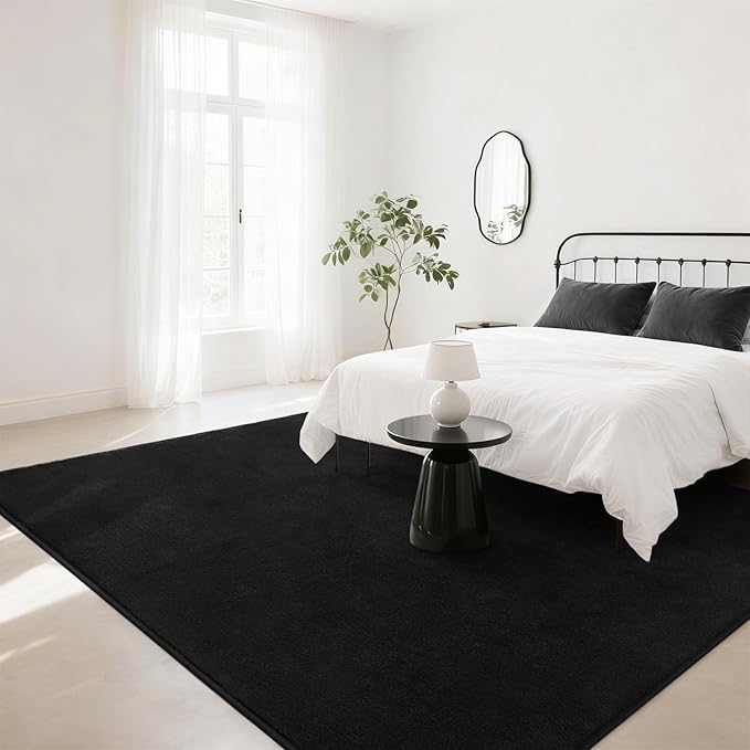 Soft Rugs for Living Room 5x7 Black, Minimalist Area Rug for Bedroom Nursery Dining Table Dorm, Throw Rugs for Men Boys Girls Kids Room Indoor Floor Carpets