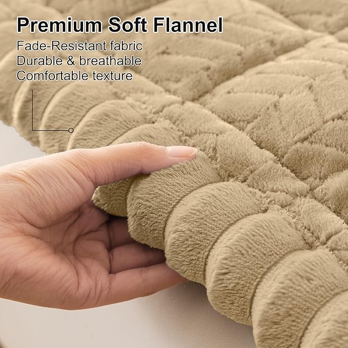 Smiry Non Slip Couch Covers for Dogs, Fuzzy Pet Couch Covers for 3 Cushion Sofa Pet Friendly, Soft Sofa Slipcovers Cushion Furniture Protector Washable (Khaki, 27.6" x 88")