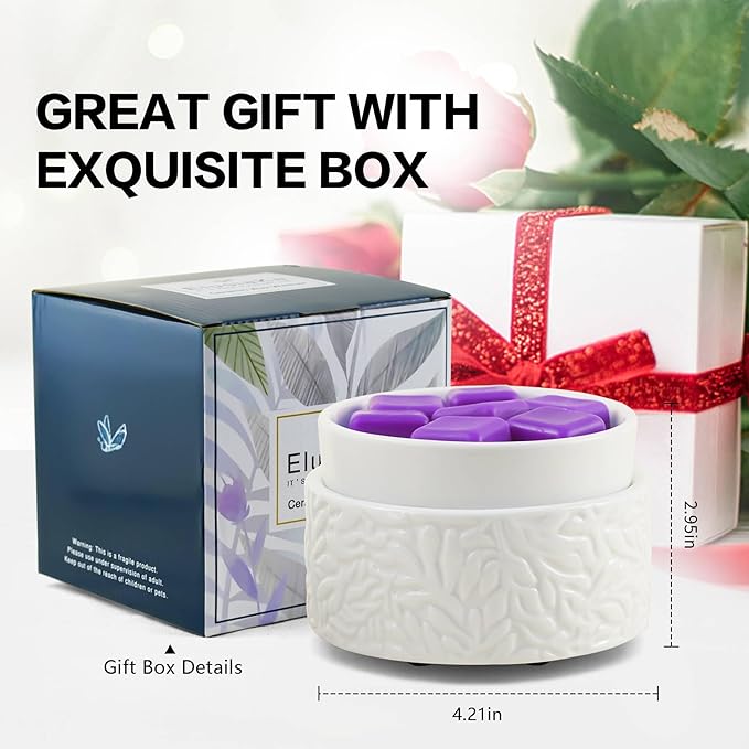 ElusiaKa Wax Melt Warmer,Electric 3-in-1 Wax Melter,Ceramic Candle Wax Warmer Burner for Scented Waxs,Candle Warmer Scent Oil Burner Home Aromatherapy-7 Color