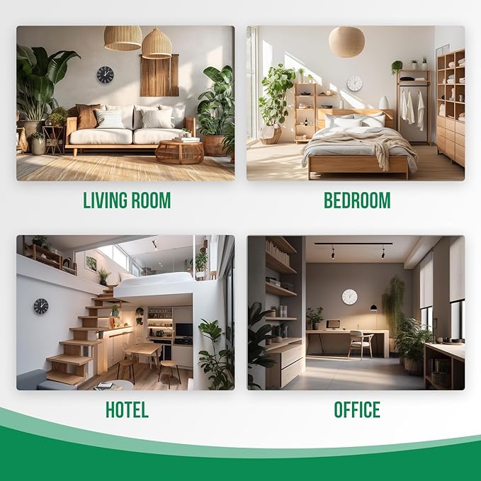 Wall Clock 12 Inch Silent Non-Ticking Imitation Wood Indoor Clock Round Green Decor Clock Modern 3D Figures Quartz Wall Clocks for Home, Hotel, Office, School