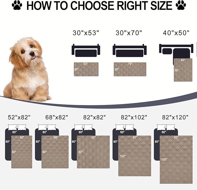 Smiry Reversible Waterproof Couch Covers for Sofa, Washable Dogs Pet Couch Covers for 3 Cushion Sofa Pet Friendly, Water Resistant Furniture Protector Slipcover, Geometric (82"x120", Taupe/Beige)