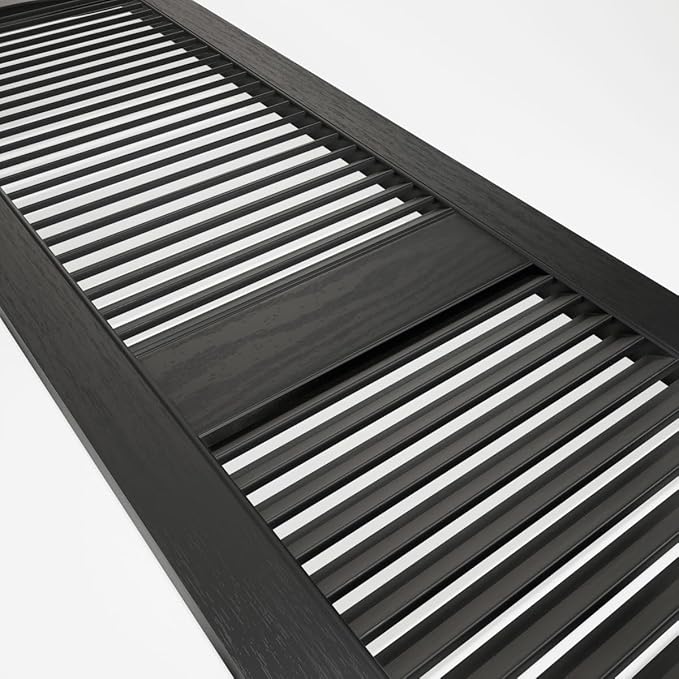 Ekena Millwork Lifetime Vinyl LL1S12X03900BL Standard Cathedral Top Center Mullion, Open Louver Vinyl Shutters, w/Installation Shutter-Lok's & Matching Screws (Per Pair), 12"W x 39"H, Black