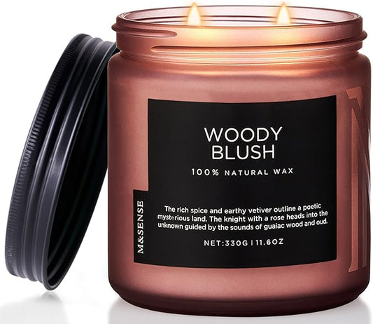 M&SENSE Rose Oud Scented Candles for Home, 11.6oz Organic Natural Soy Wax, 70-Hour Long Lasting Slow Burning, Non Toxic Clean Burn, Floral Scent for Stress Relief, Aromatherapy Gifts for Family