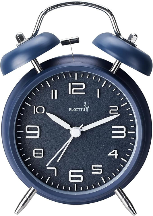 FLOITTUY (Loud Alarm for Deep Sleepers 4'' Twin Bell Alarm Clock, Stereo Digital Dial Alarm Clock with Backlight for Bedroom and Home Decoration(Nautical Blue) by FLOITTUY