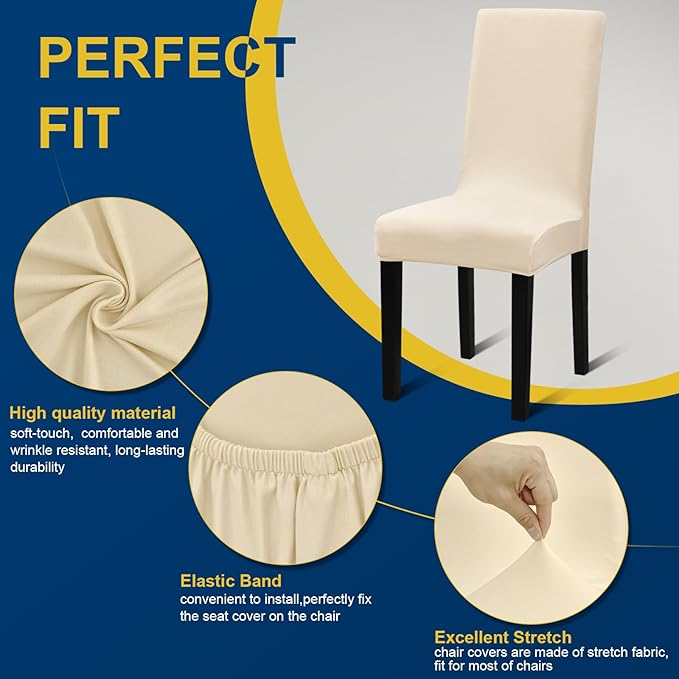 Chair Covers, Stretch Kitchen Chair Covers/Dining Room Chair Covers Set of 8, Removable Washable Dining Chair Slipcovers for Home, Hotel, Banquet