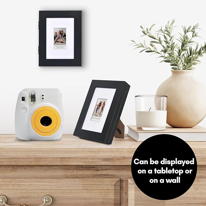 Americanflat 4x6 Picture Frame with Storage - Use as 2x3 Frame for Instant-Print Photos - Quick Change Storage Frames Holds up to 40 Photos - Tabletop or Wall Display - Black
