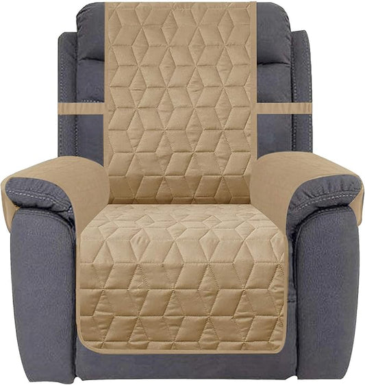 Ameritex Waterproof Nonslip Recliner Cover Christmas Decor Stay in Place, Dog Couch Recliner Cover Furniture Protector for Pets and Kids (Sand, 23'')
