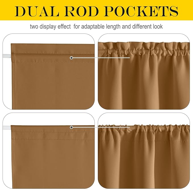 NICETOWN Blackout Door Curtains, Thermal Insulated Elegance French Door Curtains for Privacy, Room Darkening Window Covering for Doorway, Gold Brown, 25" W x 80" L, 1 Panel