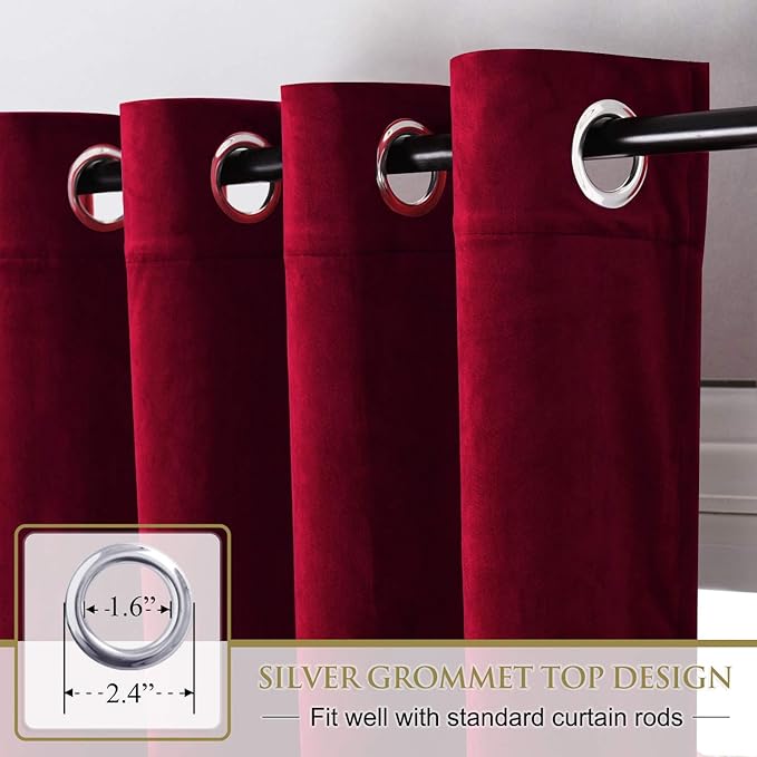 StangH Theater Red Velvet Curtains 90 inches, Christmas Holiday Home Decor Drapes for Bedroom Living Room Nursery Kids, Heavy Thick Backdrops, W52 x L90 Each Panel, 2 Panels