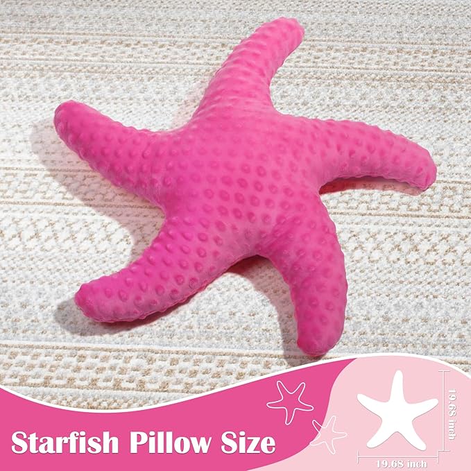 Marble Empire Starfish Pillow for Couch and Bed, Coastal Decor Throw Pillow, Ocean Beach Theme Accent Pillow for Living Room（Hotpink）
