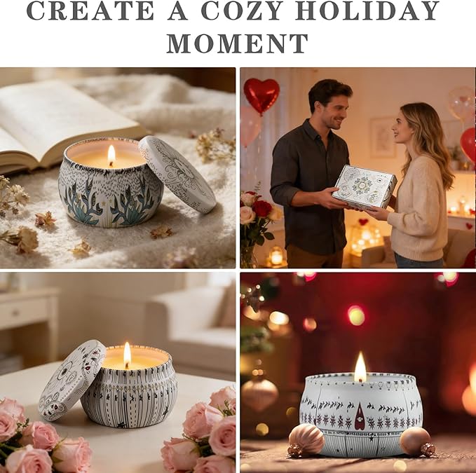 Scented Candles Gift Set, Natural Soy Wax, Stress Relief Gifts for Women, 6 Pack 5.65Oz Aromatherapy Candle, 150H Lasting Burn, Ideal Gifts for Birthday, Mother's Day, Thanksgiving, Christmas