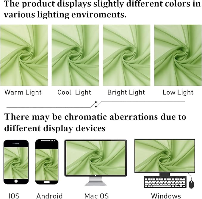 Lecloud Lime Sheer Curtains 72 Inches Long 2 Panels, Solid Voile Light Filtering Dual Rod Pockets Living Room Curtains, Rod Pockets Bedroom Decor Transparent Airy Drapes, Each Panel 42" W x 72" L