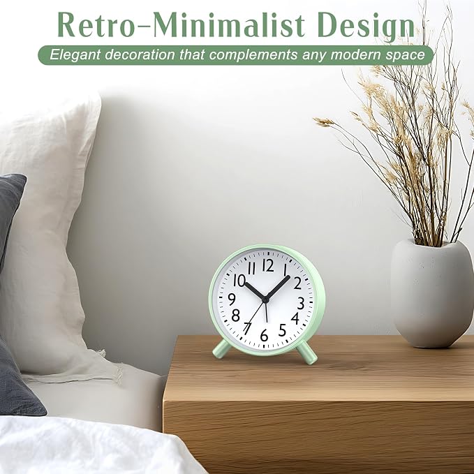 Analog Alarm Clock Night Ligh Battery Operated for Bedroom - Image 9