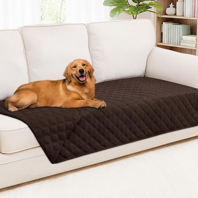 Smiry Waterproof Dog Bed Cover Pet Blanket, Soft Washable Dog Blanket for Furniture Bed Couch Sofa Reversible, Checkered (40"x70", Chocolate/Chocolate)