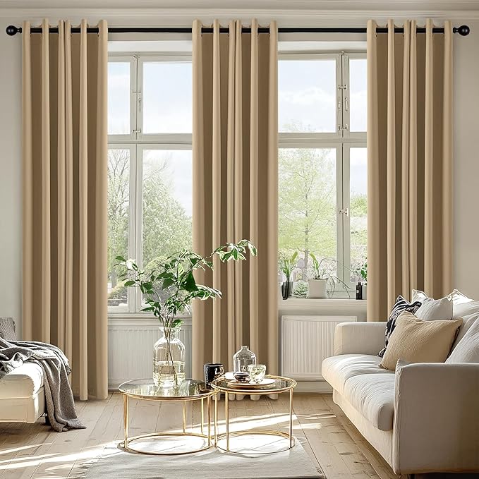 MIULEE Taupe Brown Blackout Curtains for Bedroom Living Room 72 Inches Long 2 Panels, Thermal Insulated Room Darkening Drapes Grommet Noise Reducing Light Blocking Window Treatments 40x72 Inch