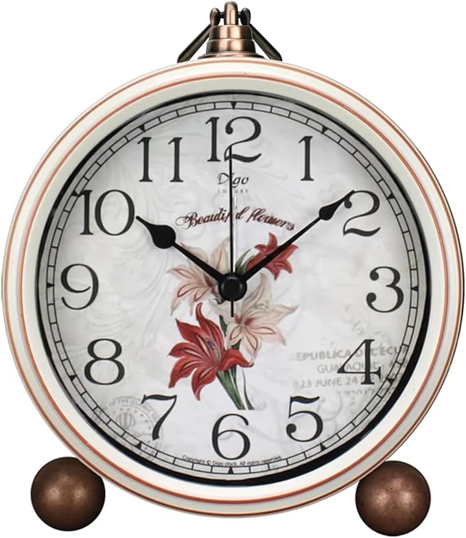 Maxspace Classic Vintage Clocks - Elegant and Decorative Analog Clock,Silent Non-Ticking Clock with Distressed Metal Frame for Office, Living Room or Bedroom by Maxspace