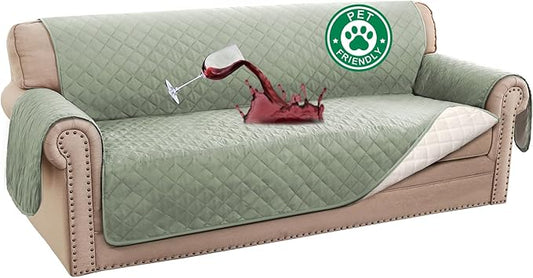 Turquoize 100% Waterproof Sofa Covers Couch Cover Sofa Cover for Dogs Couch Protector Triple Non-Slip Sofa Slipcover for 3 Cushion Couch Furniture Protector for Pets, Kids,Dog (XL Sofa 78", Sage)