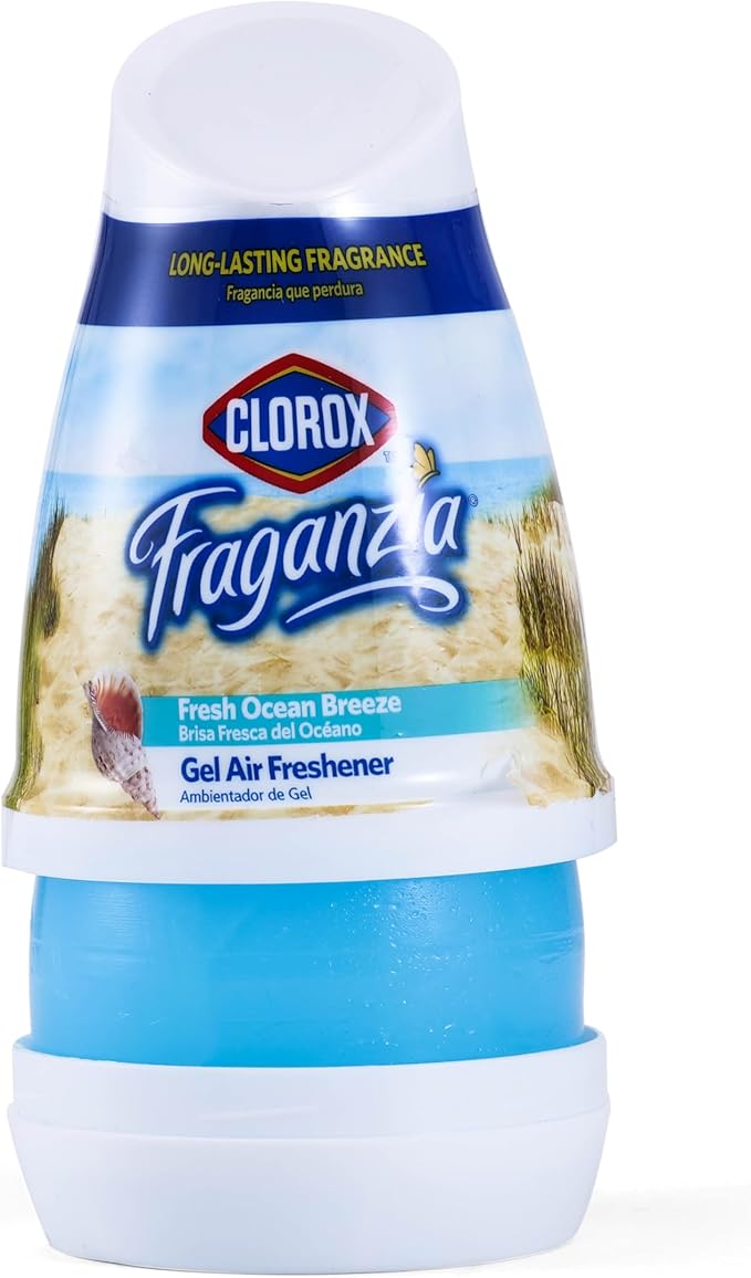 Clorox Fraganzia Cone Gel Air Freshener, Twist Open Adjustable Solid Air Deodorizer for Small Indoor Spaces, Continuous Fresh Ocean Breeze Scent for Bathroom Office Closet Odor Control, 6 Oz