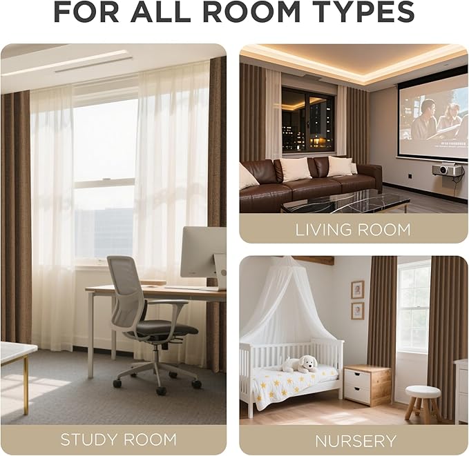 Joydeco Linen Blackout Curtains for Bedroom - 100% Light Blocking 1 Panels, Cappuccino Drapes 100" W x 96" L, Thermal Insulated Room Darkening Curtains for Living Room, Rod Pocket & Back Tabs