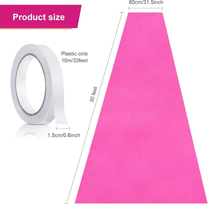 Shappy Rose Red Carpet Runner Rug for Party 55gsm Thickness with Carpet Tape Hallway Rug for Graduate Wedding Party Dance Floor Outdoor Accessories(2.6 x 30 feet)