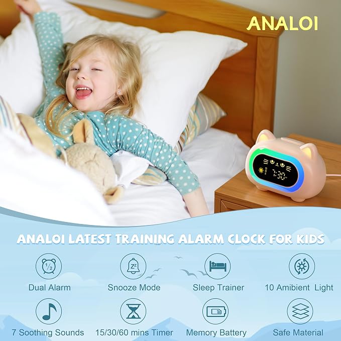 ANALOI Alarm Clock for Kids, Ok to Wake Clock for Kids Girls - Image 2
