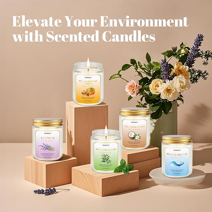 Mint & Eucalyptus Candle, 9 oz Scented Candles for Home Soy Candle Wax, Aromatherapy Candles for Women Men, Birthday Christmas Gifts, Perfect for Creating a Relaxing Ambiance