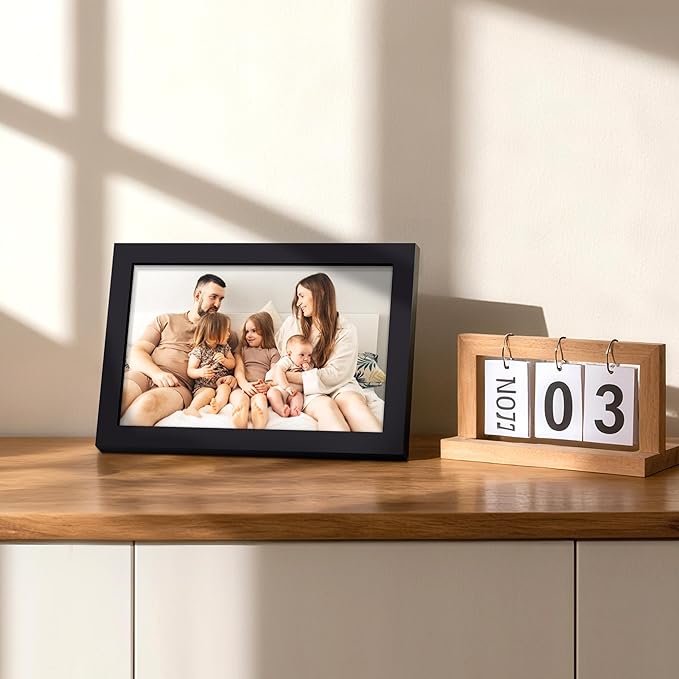 upsimples 5.5x8.5 Picture Frame, Display Pictures 3.5x5 with Mat or 5.5x8.5 Without, Wall Hanging Photo Frame, Black, 1 Pack