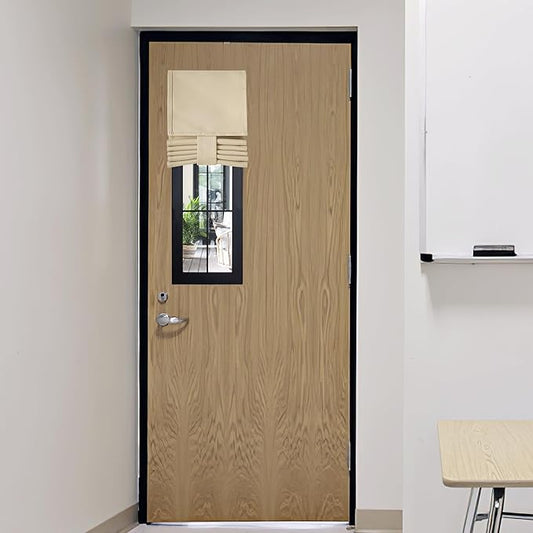 RYB HOME Classroom Door Window Cover, Blackout Shades for Classroom Windows and Doors Cover Lockdown Shades, Room Darkening Design Blocks Views, W 8 x L 36, 1 Panel, Biscotti Beige