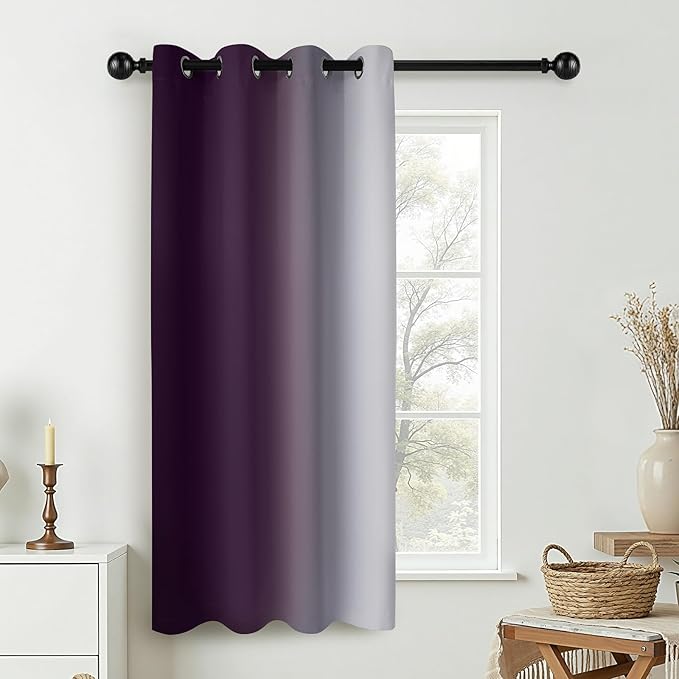 COSVIYA Curtains & Drapes Ombre Purple Gradient Drape 63 inch Long 1 Panel,Grommet Room Darkening Light Blocking Insulated Thermal Window Treatments for Bedroom/Living Room,52x63 inches