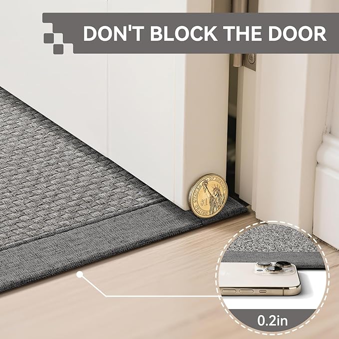 YDKGL Front Door Mat 2'x3', Jute Like Non-Slip Indoor Mat Entrance, Woven Washable Doormat for Front Indoor Entryway, Grey
