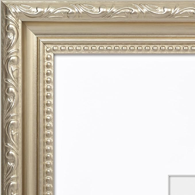Americanflat 16x20 Picture Frame with Polished Plexiglass - Use as 11x14 Frame with Mat or Display 16x20 Photo Without Mat - Ornate Picture Frames for Wall Display - Silver