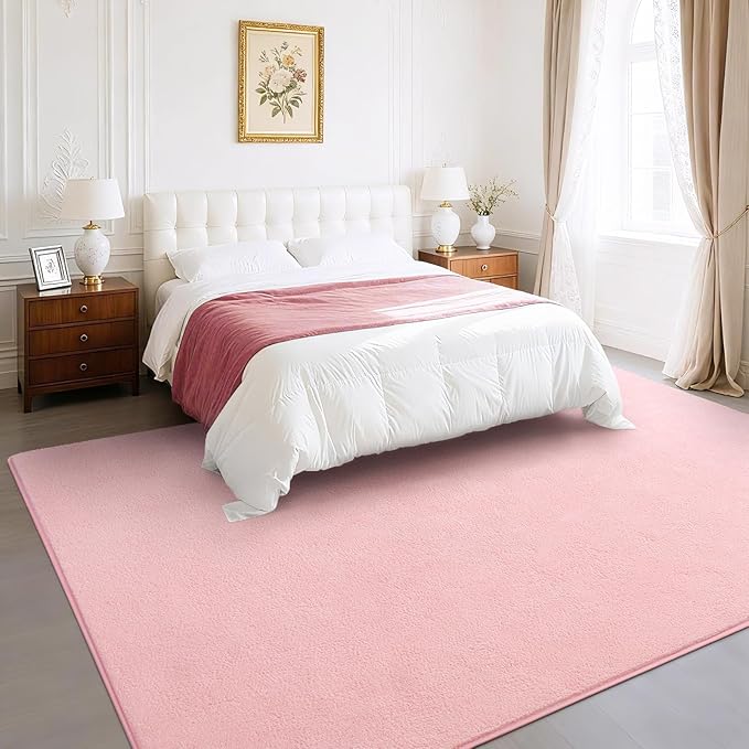 Soft Rugs for Living Room 4x6 Pink, Minimalist Area Rug for Bedroom Nursery Dining Table Dorm, Throw Rugs for Girls Kids Room Indoor Floor Carpets