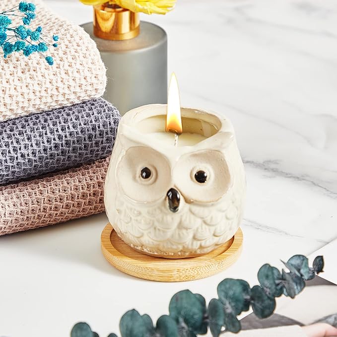 Scented Candles - Sweet Orange Candle, Birthday Gift Set for Women, Owl Gifts, Best Friend Unique Happy Birthday Bath Candle Set