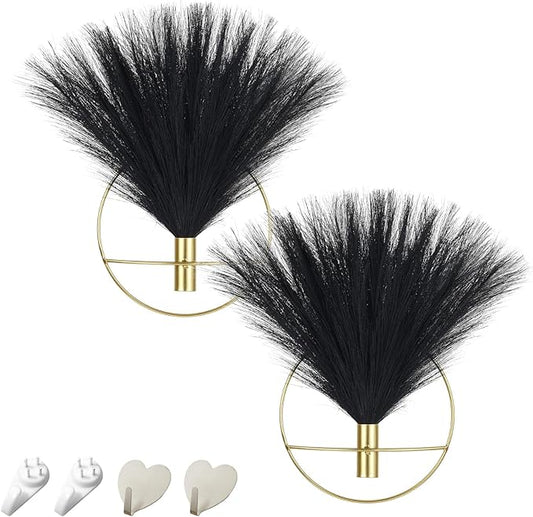 Pretty Jolly Boho Wall Decor, Wall-Mounted Metal Wall Decor, Hanging Artificial Pampas Display, Wall Art Living Room,Bedroom,Bathroom,Dining room, Plant Wall Decor 2 Pack, Gold