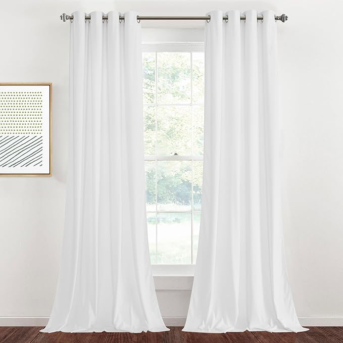 StangH White Velvet Curtains for Living Room - Grommet Light Blocking Thermal Insulated Window Drapes for Daughter Bedroom/Guest Room/Wedding Gifts, W52 x L84 inches, 2 Panels