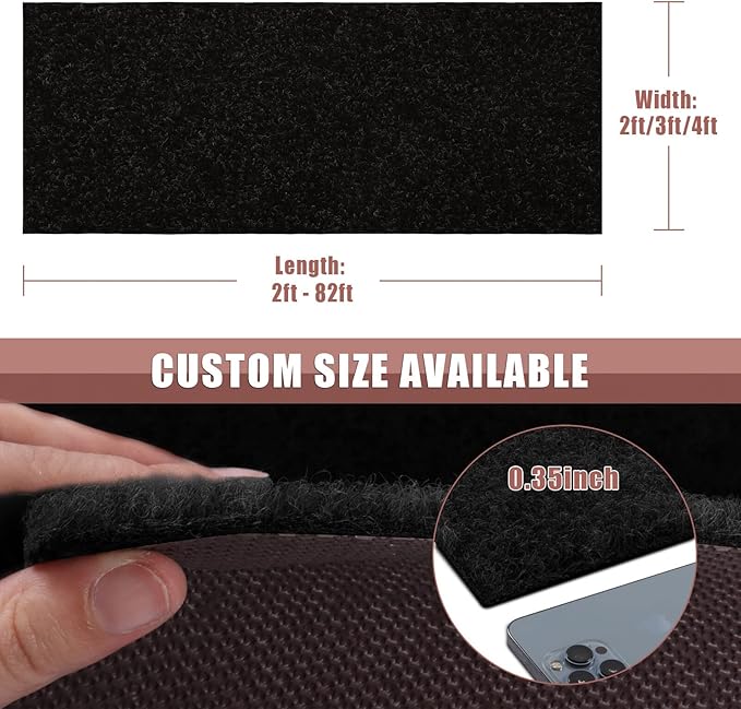 Runner Rug 2 ft x 10 ft Carpet Runners, Indoor Outdoor Hallway Entryway Bedroom Area Rugs with Non-Slip Rubber Backing, Garage mat, Black, Custom
