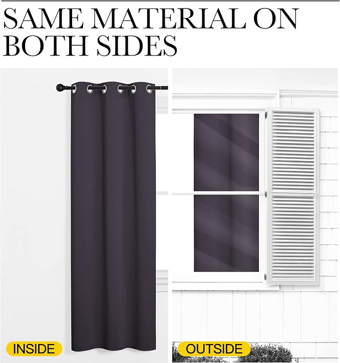 NICETOWN Greyish Purple Blackout Curtains 84 inches Length for Dining Room, 2 Panels, 34" Wide, Thermal Insulated Long Drapes for Window