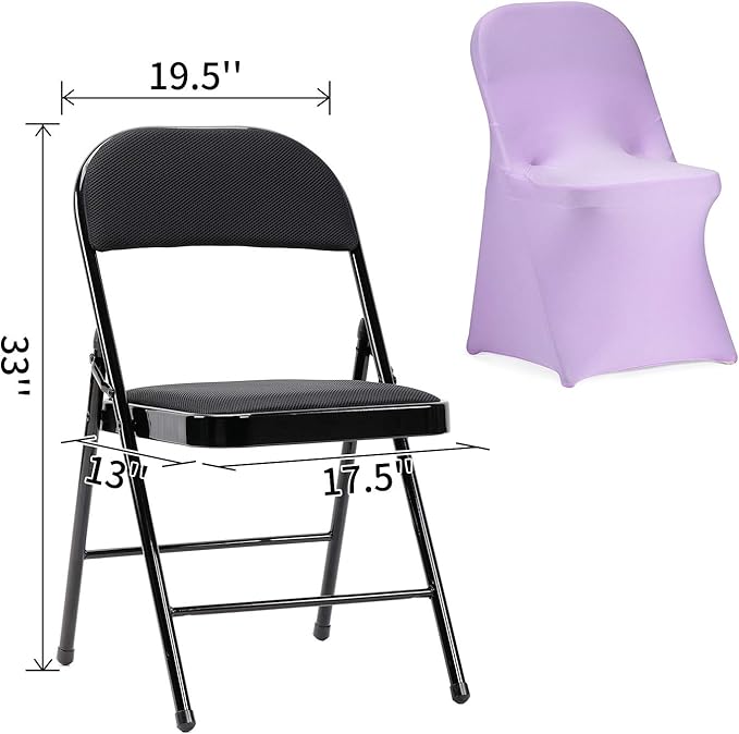 Peomeise Stretch Spandex Folding Chair Cover for Wedding Party Dining Banquet Event (Lavender,12pcs)