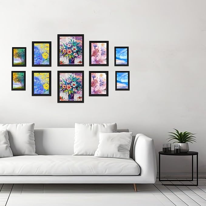 Black Picture Frames Collage Wall Decor 10 Pack, Gallery Wall Frame Set for Wall Mounting or Tabletop Display, Multi Sizes Including 8x10, 5x7, 4x6 Family Photo Frames